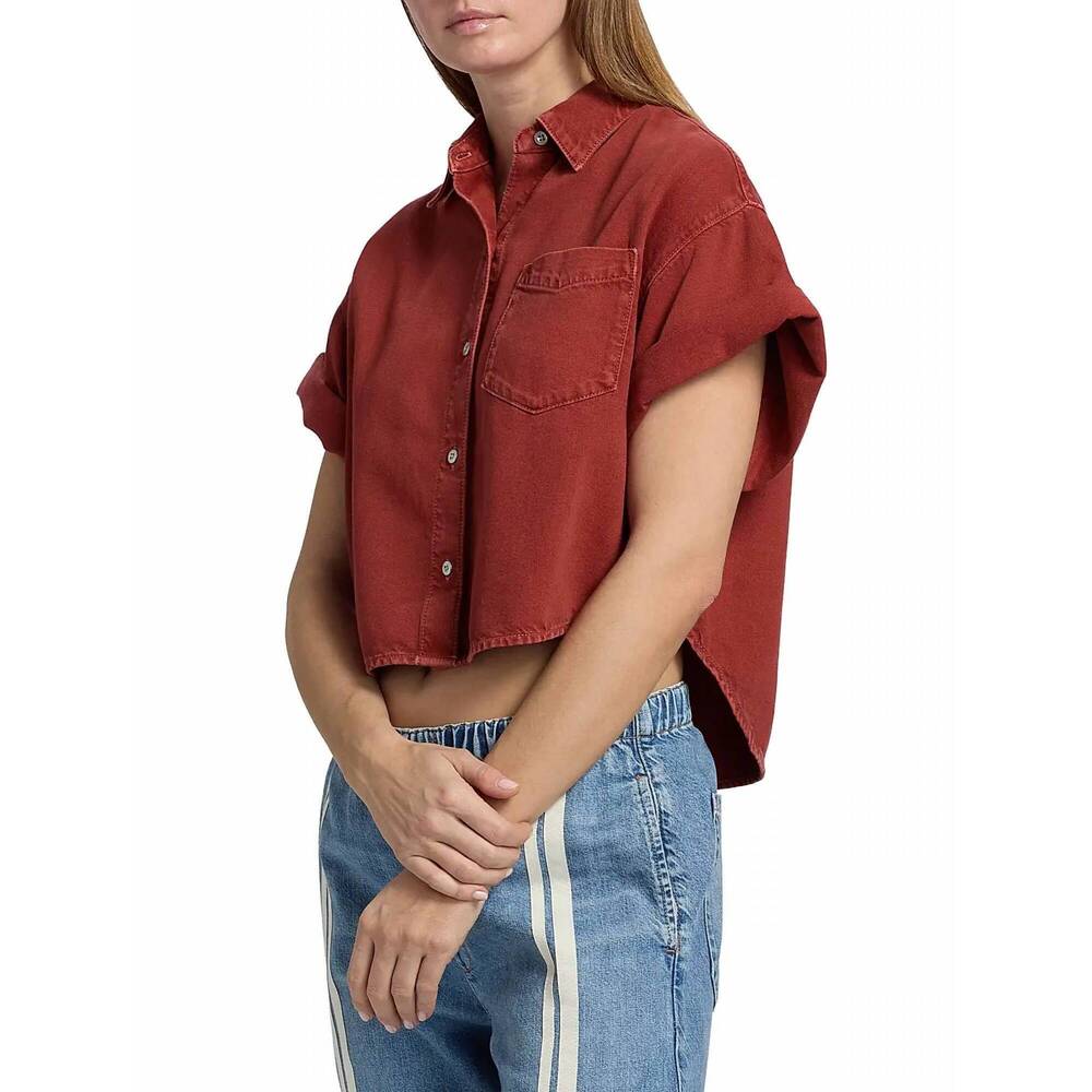 NEW RAG & BONE denim crop top in sienna - Picture 4 of 5